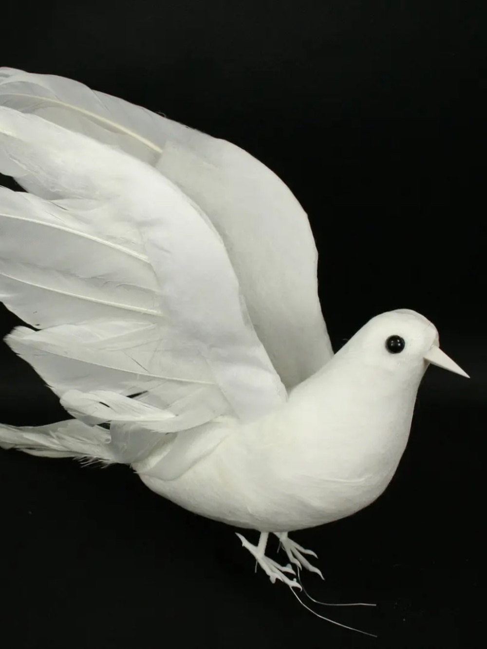 Artificial Doves (11 Inch Wingspan) White Flocked Body and Natural Feather Wings
